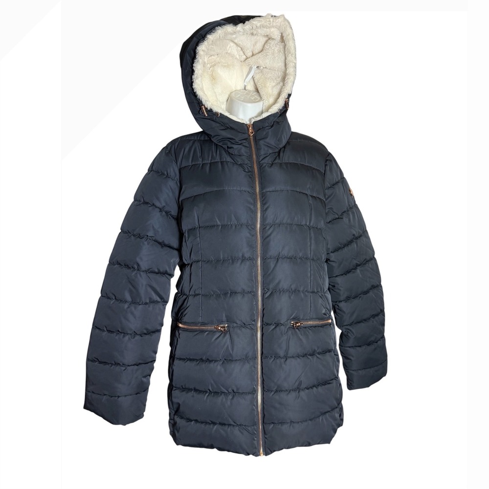 Jessica Simpson Puffer Coat Size XL navy blue Winter Warm Hooded Quilted 💙💙💙